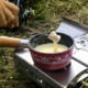 Fouclette réchaud tout en un fait une fondue aux fromages en randonnée